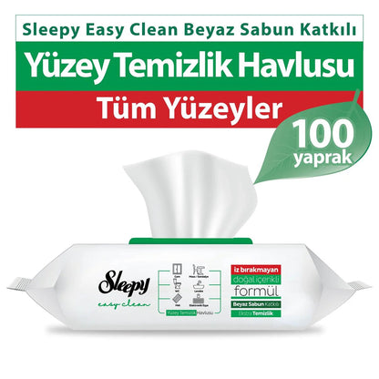 Sleepy Easy Clean Wipes in green, 100-pack, S101 cleaning product with soft, disposable wipes for quick and effective cleaning.