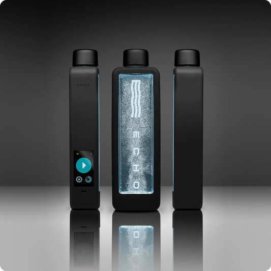 Echo Water hydrogen bottle with sleek design, portable hydrogen water flask for healthy hydration, shown in Slide_1.png.
