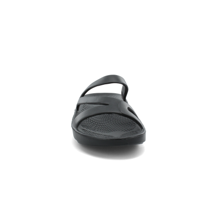 Women's Sovella Active Recovery Sandals by Lucky Feet Shoes, black PF slide with cushioned sole for comfort and support.