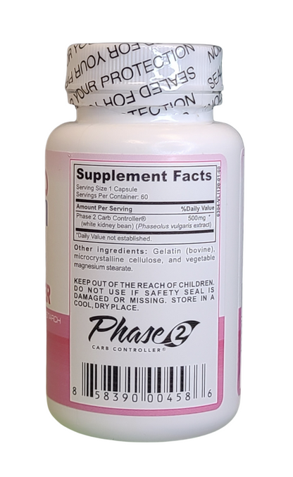 AmBari Nutrition carb blocker supplement with nutrition facts label showing starch and carbohydrate content.