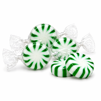 Starlight Spearmint hard candy from Candy In Bulk in a large value bag, showcasing bright green spearmint candies.