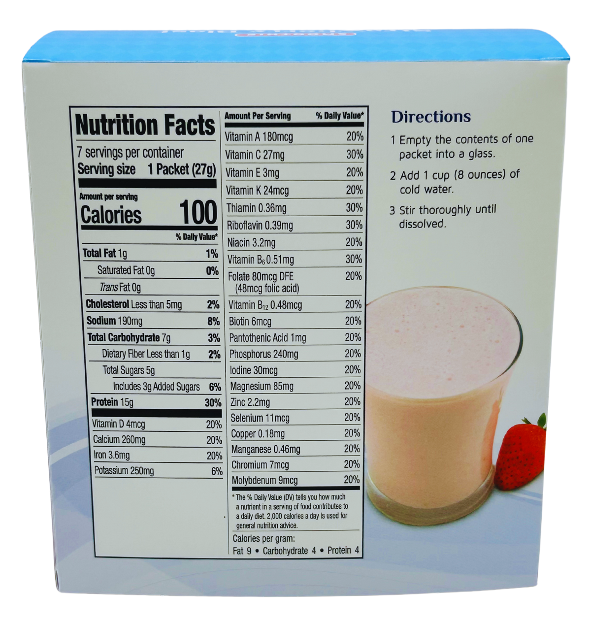 AmBari Nutrition Strawberry Blast smoothie shake with fresh strawberries and creamy texture in a clear glass.