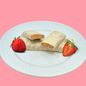 AmBari Nutrition strawberry cheesecake protein bar showing a close-up of the bar with a creamy strawberry filling and crunchy texture.