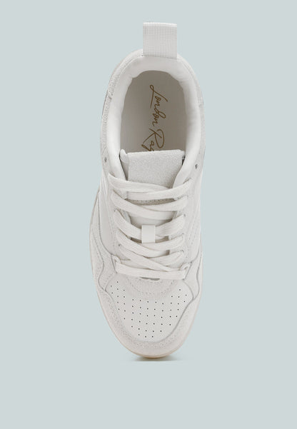White London Rag Surfer faux leather casual sneakers with lace-up design and supportive rubber soles.