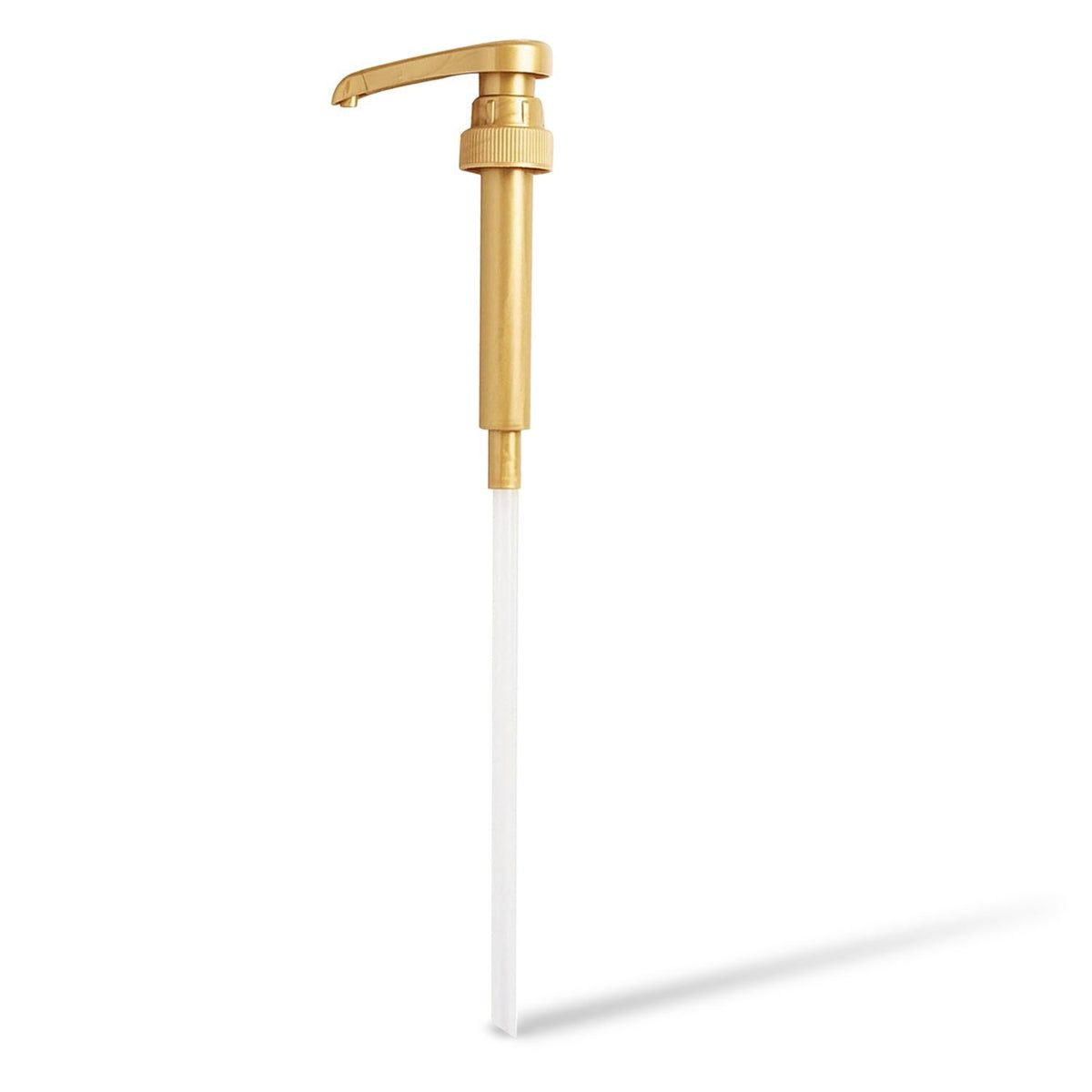 Syruvia syrup pump attached to a 750ml syrup bottle for easy dispensing of syrup.
