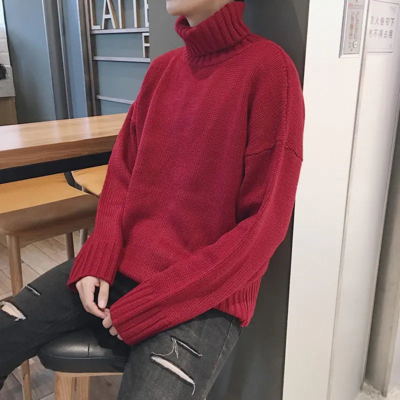Men's Turtleneck Sweater - Loose Fit Fall Winter Knit