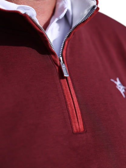 White Water Life Turnberry Quarter Zip Smooth Knit in burgundy, showcasing the stylish and comfortable quarter zip design.