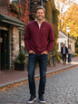 White Water Life Turnberry burgundy quarter zip knit sweater with smooth texture and classic fit.