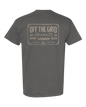 Charcoal Tucson 2.0 T-Shirt by Off The Grid Surplus, displaying a casual fit with a round neckline and the brand logo.
