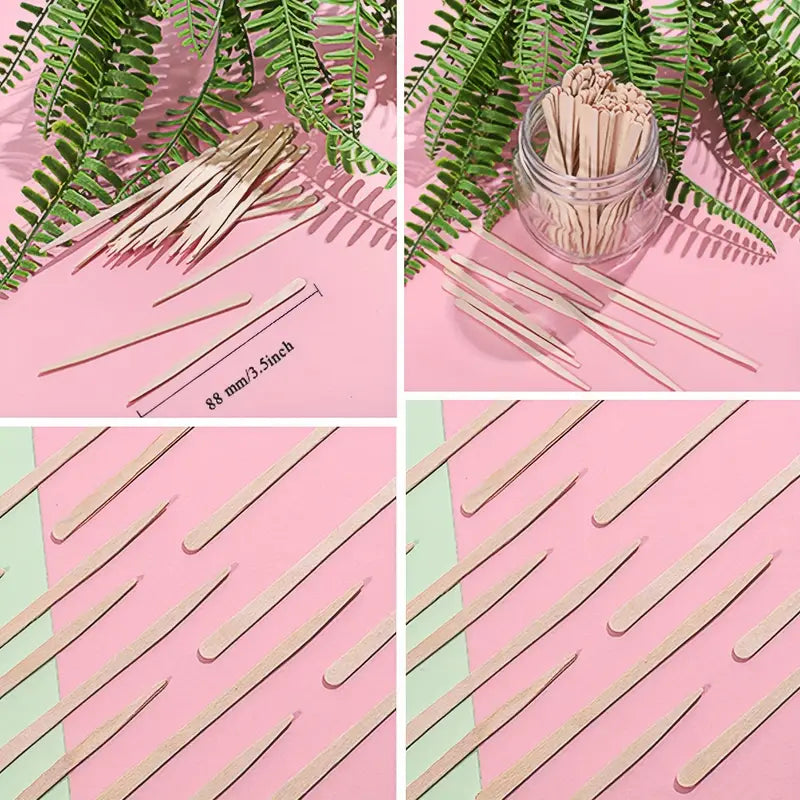 200 Pcs Wooden Eyebrow Wax Sticks Applicator Tongue Depressors for Precise Hair Removal