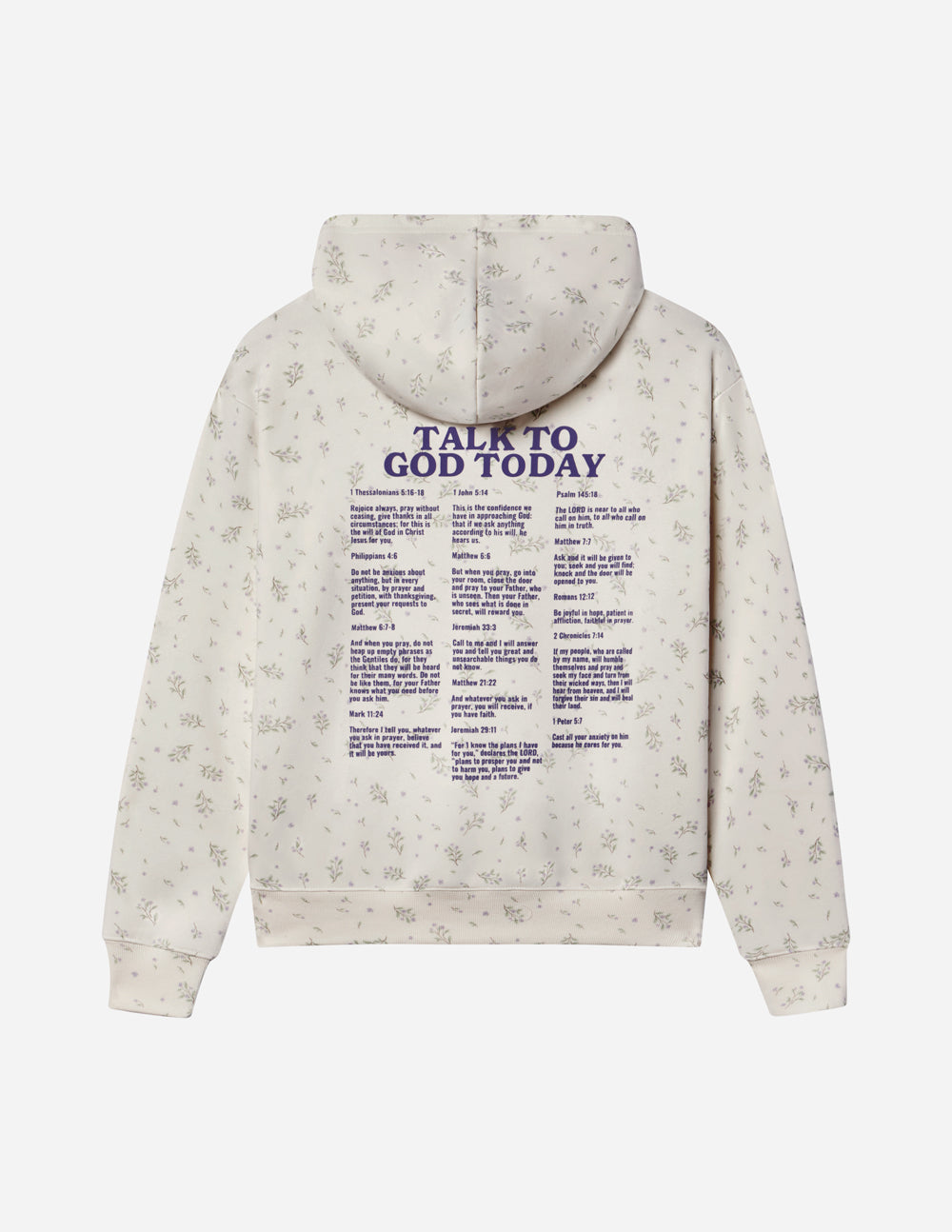Unisex hoodie by Elevated Faith featuring a vibrant wildflower pattern with "Talk to God" text across the front.