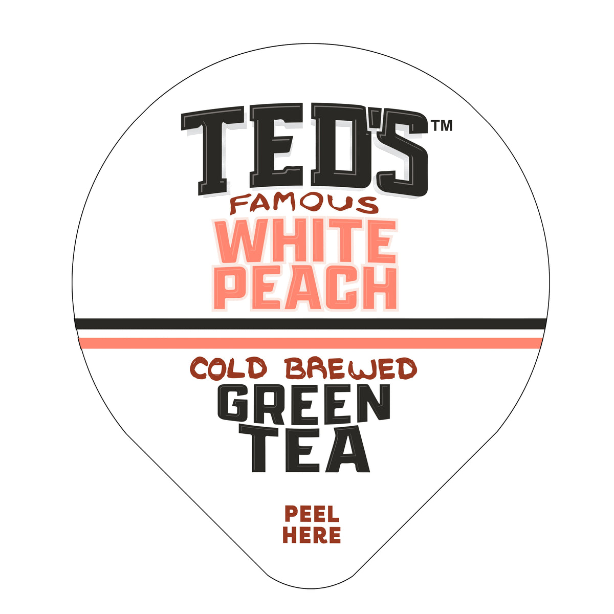 Glass of Ted's Famous White Peach Cold Brewed Green Tea by Java House, showcasing a refreshing tea with white peach flavor.
