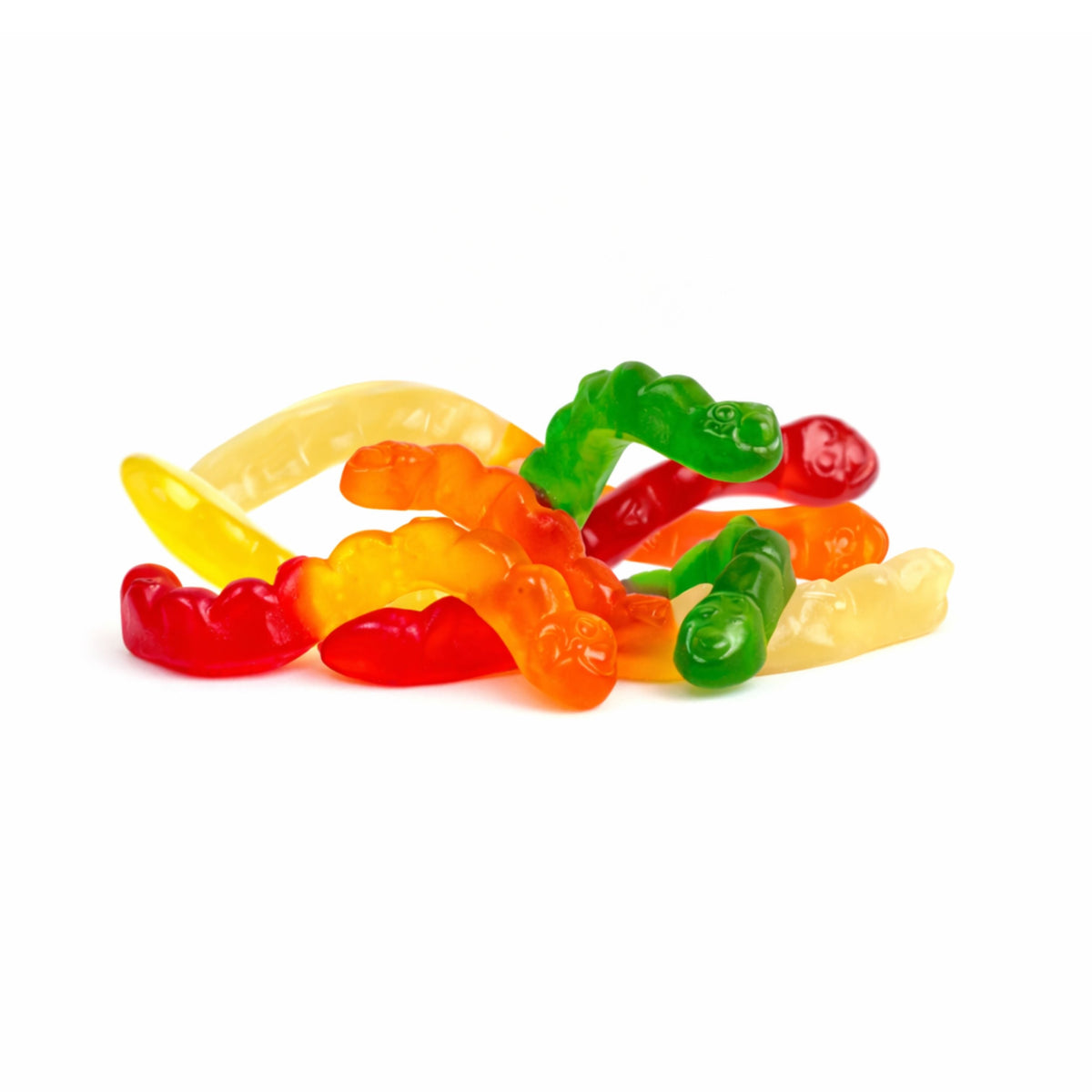 Assorted flavor Albanese gummy worms in a 4-inch bulk value bag by Candy In Bulk, colorful and chewy candy treats.