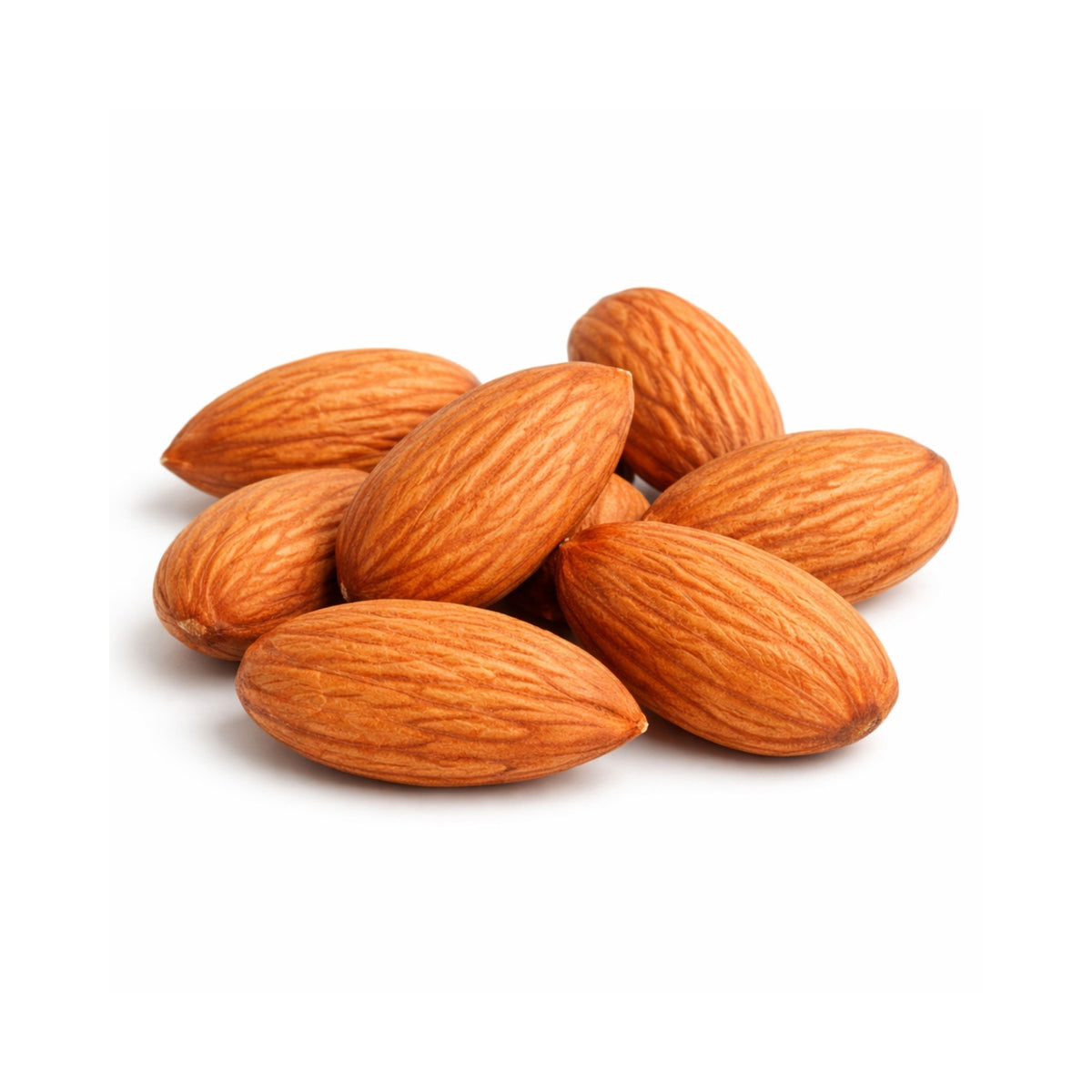 Dry roasted unsalted almonds in a bulk snack bag by Candy In Bulk, showing a close-up of the crunchy, golden almonds.