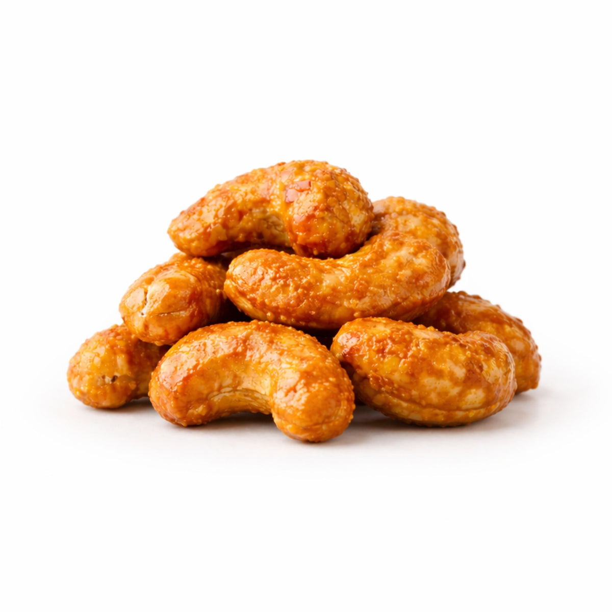 Honey glazed cashews in a bulk snack bag from Candy In Bulk, showing shiny, golden nuts coated with sweet honey glaze.