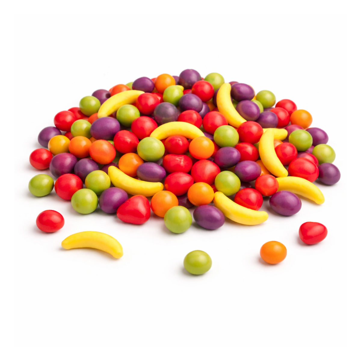 Assorted Runts Candy in bulk from Candy In Bulk, showing colorful fruit-shaped pieces in a large value bag.
