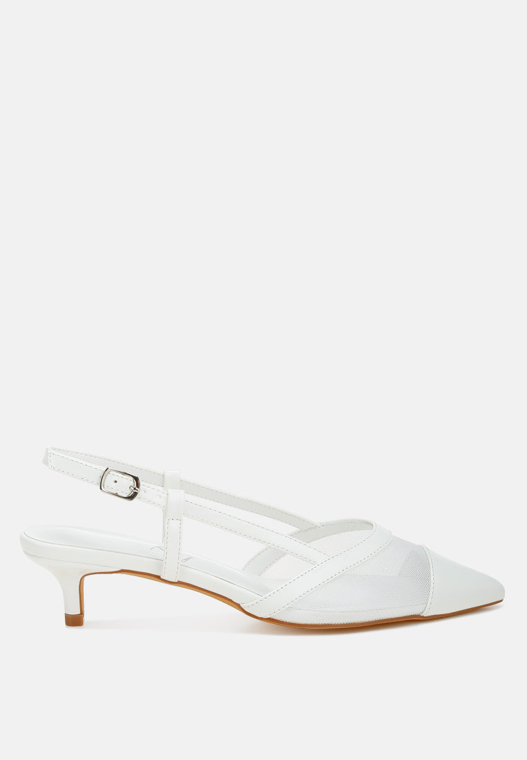 London Rag Temptress mesh slingback sandals featuring transparent mesh and sleek design, with a comfortable heel and stylish straps.