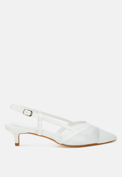 London Rag Temptress mesh slingback sandals featuring transparent mesh and sleek design, with a comfortable heel and stylish straps.