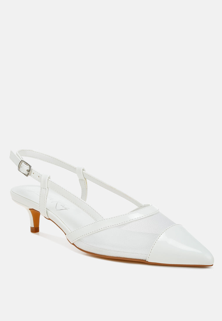 London Rag Temptress mesh slingback sandals with open toe design and block heel on a neutral background.