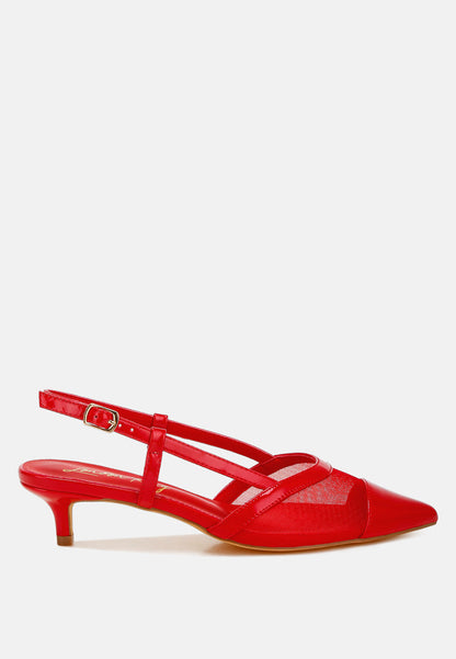 London Rag Temptress mesh slingback sandals with open toe and heel, featuring stylish mesh straps and a sleek design.