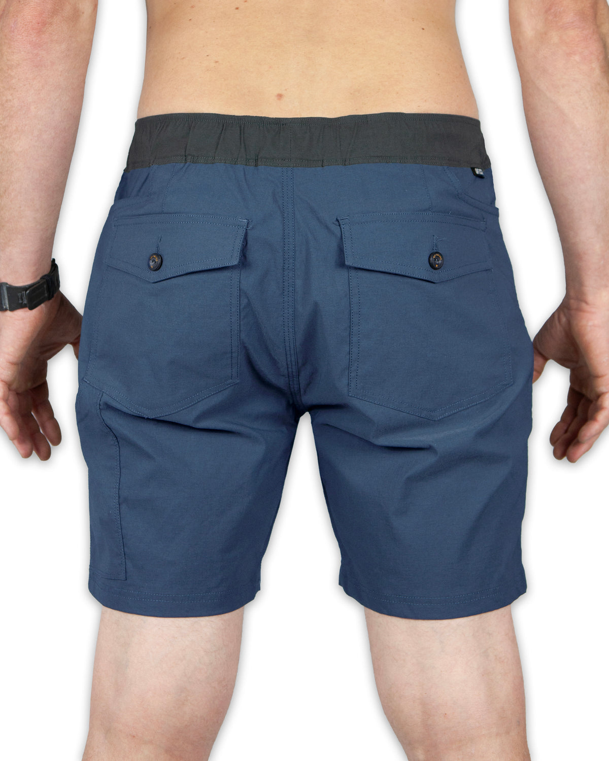 Grey blue Thunderbird shorts by Off The Grid Surplus, casual men's shorts with a relaxed fit and durable fabric.