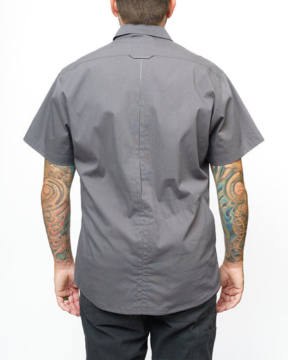 Short sleeve Thunderbolt SS shirt in castlerock color by Off The Grid Surplus, featuring a rugged, casual design with front button closure.