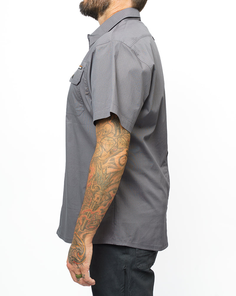 Short sleeve Thunderbolt SS shirt in Castlerock color by Off The Grid Surplus, featuring a rugged, casual style.