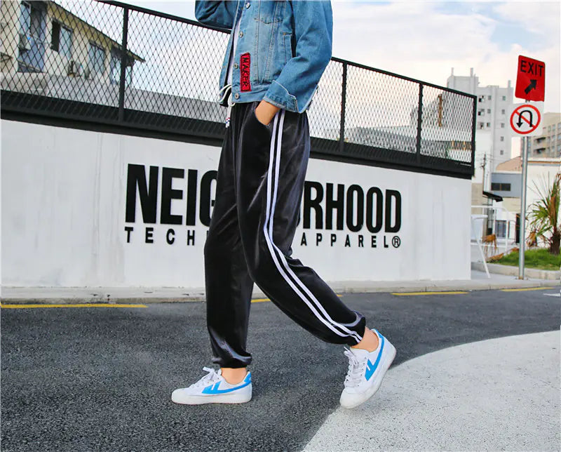 Velvet Harem Pants with Tapered Legs