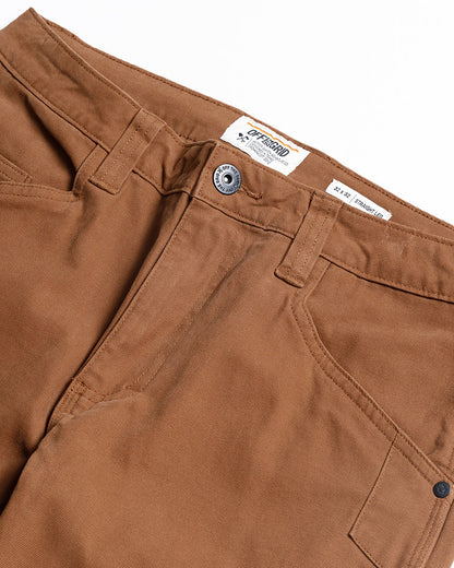 Off The Grid Surplus hardened double knee work pants in tobacco color, durable cotton fabric with reinforced knee patches.