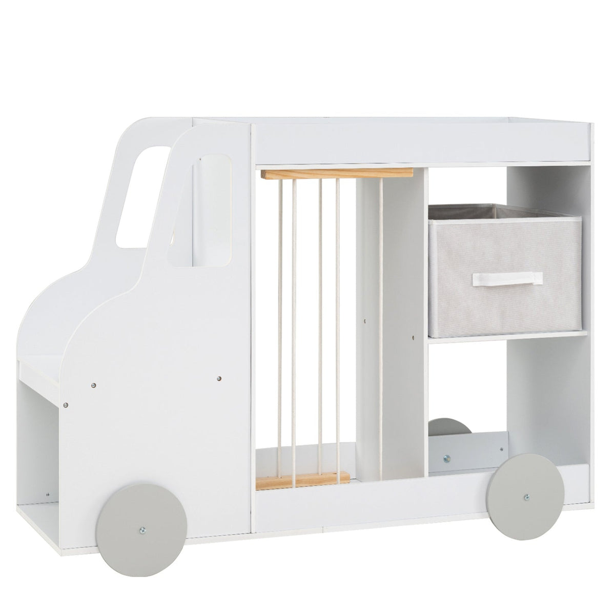 Kids storage organizer with wheels from GBruno Store, featuring a stuffed animal bin and multiple compartments for toys.