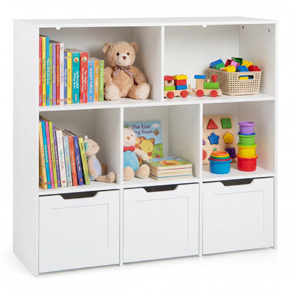 Kids storage organizer by GBruno Store with three drawers and five cubbies for toy and item organization.