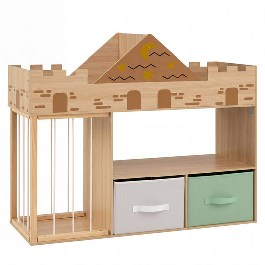 Kids toy storage organizer with stuffed animal holder from GBruno Store, featuring colorful compartments for easy toy organization.