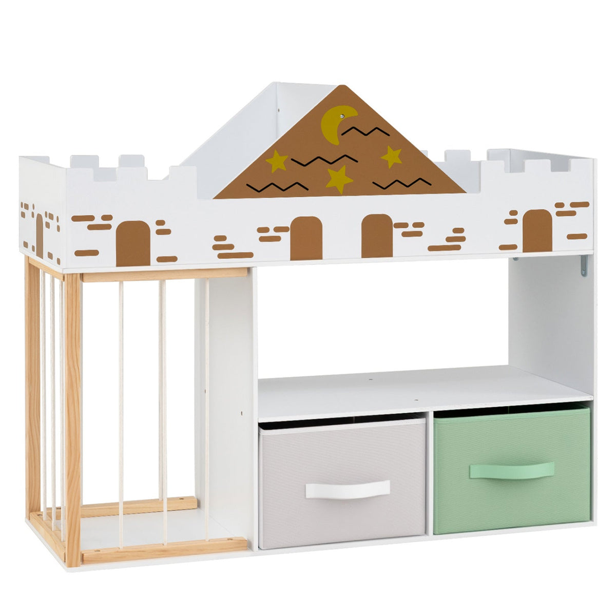 Kids toy storage organizer by GBruno Store with a stuffed animal holder, featuring colorful bins and easy-to-reach compartments.