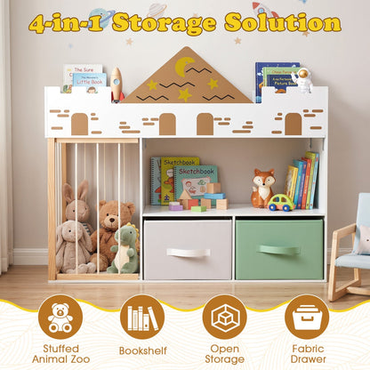 Kids toy storage organizer by GBruno Store with stuffed animal holder, featuring colorful bins and a sturdy frame for easy organization.