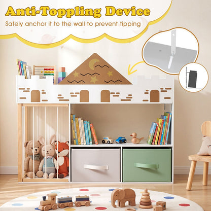 Kids toy storage organizer by GBruno Store with colorful compartments and a plush stuffed animal holder for easy organization.