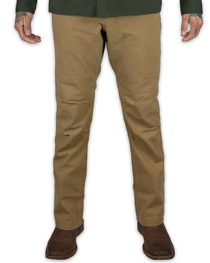 Off The Grid Surplus Trailblazer Boot Cut Pants in Coyote, showing the rugged cargo-style pants with multiple pockets and sturdy fabric.