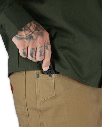 Off The Grid Surplus Trailblazer Boot Cut Pants in coyote color, showing durable fabric and relaxed fit for outdoor adventures.