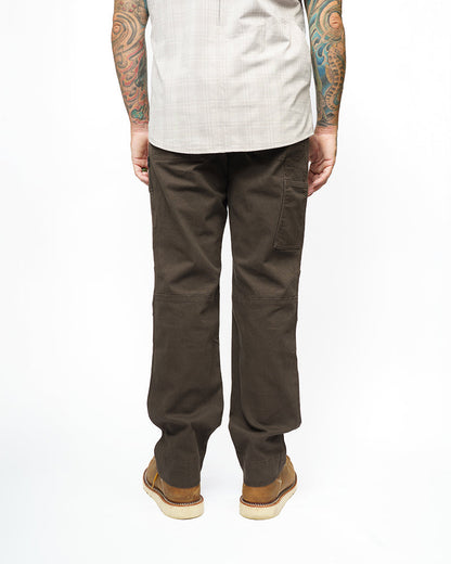 Off The Grid Surplus Trailblazer standard fit pants in dark brown, showing the durable fabric and relaxed fit design.
