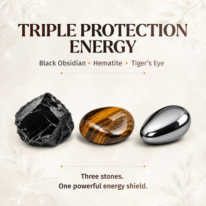 Conscious Items Triple Protection Bracelet featuring three energy charms on a durable cord, designed for spiritual protection.