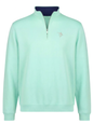 White Water Life Turnberry quarter zip in aqua, smooth knit fabric, featuring a high collar and full front zipper.