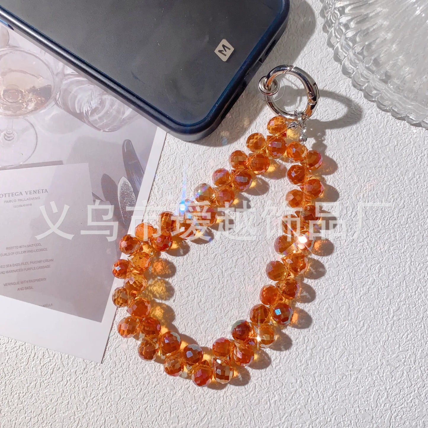 Creative Crystal Phone Chain with Elegant Beads and Design