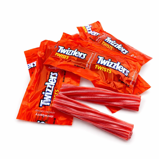 Twizzlers Strawberry Twist licorice in a bulk value bag, individually wrapped, from Candy In Bulk.