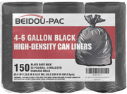 BEIDOU-PAC 4-6 Gallon Trash Bags 150 Count Black Garbage bags Multi-purpose Trash Can Bin Liners for Bathroom Office Industrial Commercial Janitorial Municipal Recycling