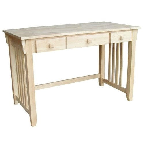 Unfinished wood computer desk with pull-out keyboard tray and drawer, designed for home office use by BACKUPMYFILESNOW®