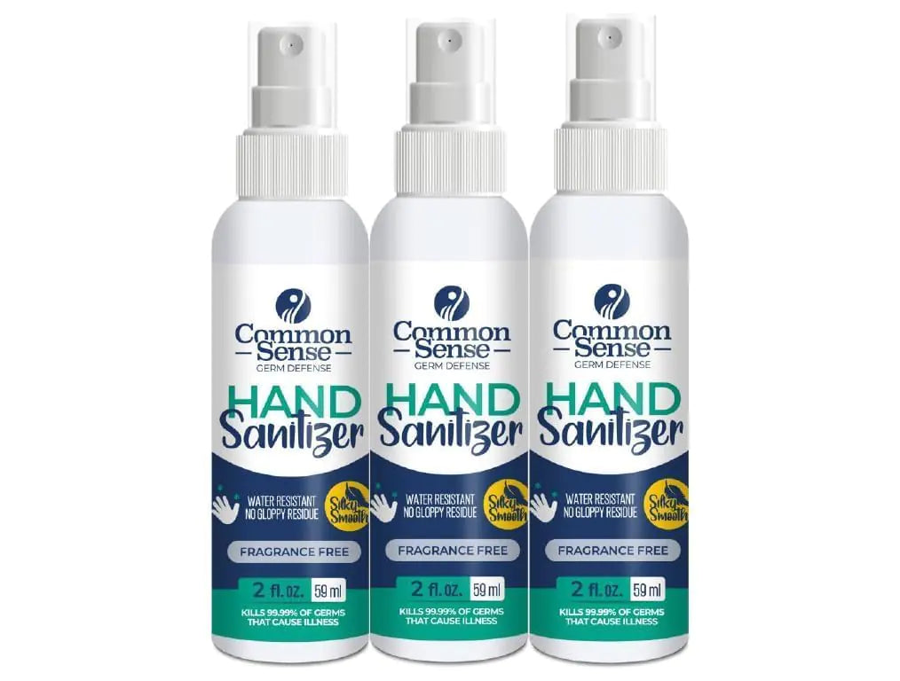 Common Sense Hand Sanitizer Spray Unscented Spray Hand Sanitizer Travel Size Non-Irritating Portable Hand Sanitizer Antibacterial Mini Hand Sanitizer Spray Bottle for Purse 2 oz (Pack of 3)