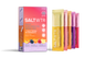 SaltWTR Variety Pack with eight transparent bottles of flavored electrolyte salts, showcasing different colorful labels.