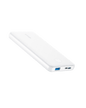 Anker PowerCore 10K 313 portable power bank with USB-C input and output ports in white for charging devices.