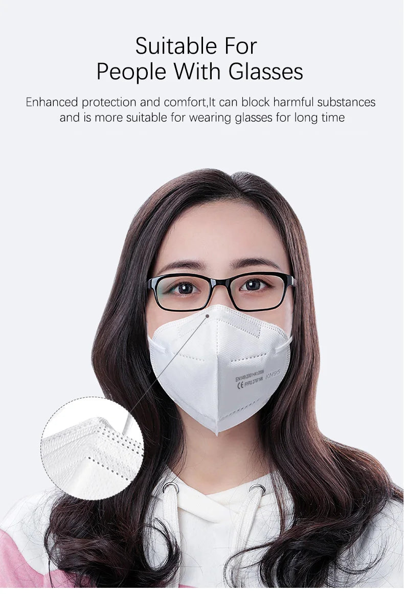 10-200PCS mascarillas fpp2 Black KN95 CE Certified FFP2 face mask mascarilla kn95 5Layers Non-wove Adult ffp2 mask kn95 reusable