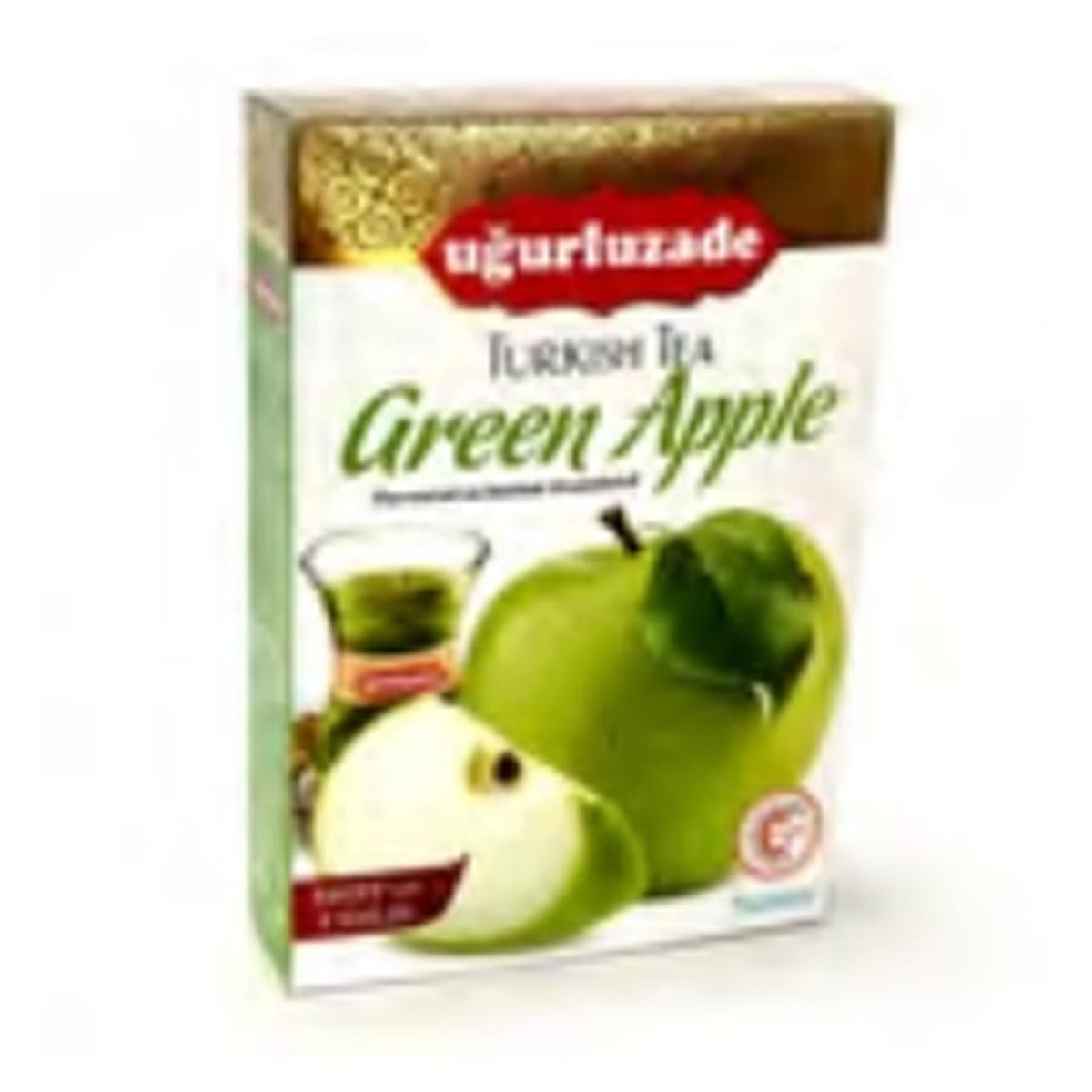 Ugurlu Green Apple Tea 200g, S101 fruit and herbal tea package with fresh green apple flavor and vibrant green packaging.