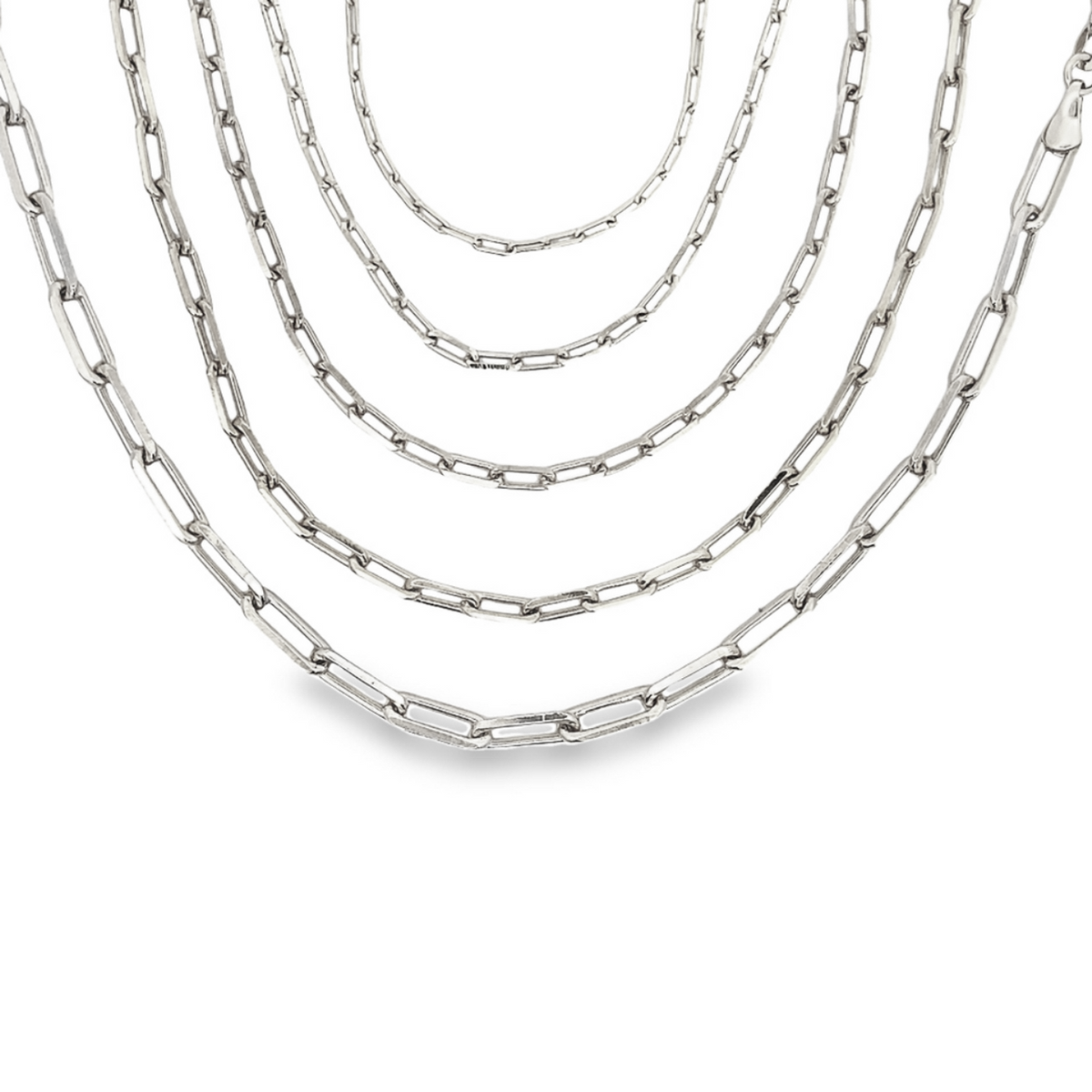MIA Jewelry paper clip chain anklet featuring silver-toned links on a white background.